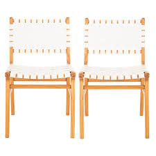 Safavieh Taika White Natural Dining Chair Set Of 2 Dch4000b Set2 The Home Depot Dining Chairs Natural Dining Chairs Dining Chair Set