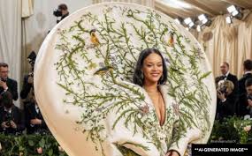 Rihanna Falls Portrayed in Fake AI Photos At Met Gala