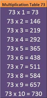 multiplication table 73 entranceindia