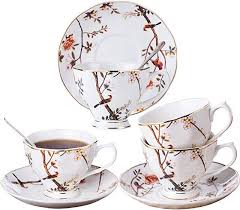 Amazon Com Tea Cup And Saucer Set Home Kitchen Tea Cups Tea Cup And Saucer Set