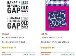 The card contains a fixed amount more than which it is impossible to spend. Amazon Buy 25 Gap Options Gift Card For 20 50 Bath Body Works For 42 50 Gc Galore