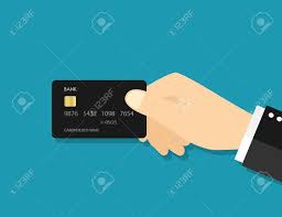 Visa debit allows you to get more from debit. Hand Hold Credit Card Icon Of Payment Concept Of Bank Money Pay Comfort Shopping Without Cash Customer Buy In Store Online Purchase Transaction Chip In Debit Card For Identity Swipe Vector Royalty