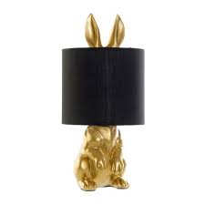 Voir plus d'idées sur le thème abat jour lampe, abat jour, decoration. Lampe A Poser Lapin Dore Et Abat Jour Noir Kalico