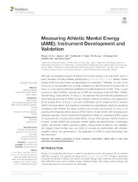Contemporary sports psychology is a diverse field. Pdf Measuring Athletic Mental Energy Ame Instrument Development And Validation Frank Lu Academia Edu