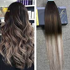 Discover tips for blonde, copper and caramel highlights it's not just blondes who can work ashy hues. Brazilian Balayage Ombre Dark Brown Ash Blonde Pu Tape In Human Hair Extensions Ugea Straightbundle Medium Ombre Hair Brown Hair Pictures Hair Styles