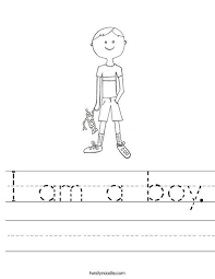 I Am A Boy Worksheet Twisty Noodle Fun Worksheets Preschool Worksheets Worksheets