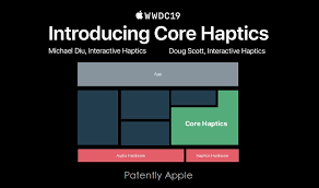 His slide displayed an image of a wwdc badge on the left. Our Trademark Report Presents Apple S Filing For Core Haptics Along With 138 Slides From Their Wwdc Session On Core Haptics More Patently Apple