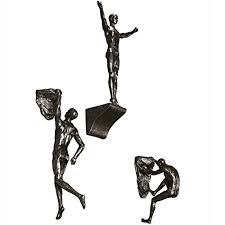 Uncommongoods.com has been visited by 10k+ users in the past month A B Crew Unique Resin Made Climbing Man Wall Art Home Decor Sculpture 3 Pieces Sculptures Home Kitchen Femsa Com