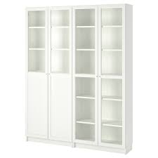 Billy Oxberg Bookcase With Panel Glass Doors White Glass Ikea In 2020 Bookcase With Glass Doors Billy Bookcase Glass Door