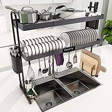 This is the best stainless steel dish rack on our list that comes with a chopping board holder. Amazon Com Over Sink Dish Drying Rack Boosiny 2 Tier Stainless Steel Expandable Kitchen Dish Rack 27 5 33 5 Dish Rack Drying Drying Rack Sink Dish Rack