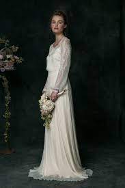 Vt6310 Long Sleeve Edwardian Inspired Wedding Dress Silk Chiffon Wedding Dress Wedding Dress Long Sleeve Bridal Gowns