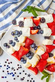 Raspberry cream cheese jello salad. 4th Of July Fruit Kabobs Family Food On The Table