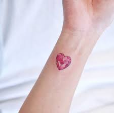 Pink Crystal Heart By Tattooist Nemo Inked On The Left Wrist Inspirational Tattoos Tattoos For Women Tattoos For Women Half Sleeve