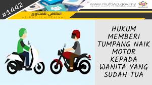 Maybe you would like to learn more about one of these? Pejabat Mufti Wilayah Persekutuan Al Kafi 1442 Hukum Memberi Tumpang Naik Motor Kepada Wanita Ajnabiyyah Yang Telah Tua