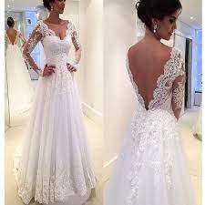 Long Sleeve V Back Lace A Line Vintage Romantic Plush Size Wedding Dress Rg0182 Wedding Dress Long Sleeve Long Sleeve Wedding Gowns Long Wedding Dresses