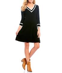 Black And White Sweater Dress Sequin Hearts Varsity 3 4 Sleeve Sweater Dress In 2020 Dresses Sequins Sweaters
