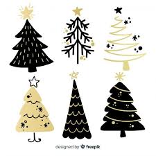 Download Modern Christmas Tree Collection With Abstract Style For Free Christmas Tree Collection Christmas Drawing Christmas Doodles