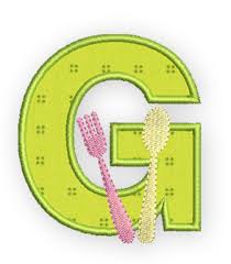 Farmhouse lemonade bean embroidery alphabet. Cooking Embroidery Alphabet Collect The G Bernina Blog