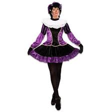 Dames Pietenpak Tarragona Paars Zwart S Jan Monnikendam Pietenpak, jute zak, sinterklaas kostuum, sligro sinterklaas kostuum, sint accessoires, sligro sint accessoires. dames pietenpak tarragona paars zwart s