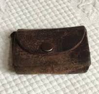 Antieke lederen kleine etui. Handgemaakte, lederen ...