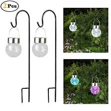 Sunnydaze decor 200 count led solar powered string lights. Hj91346 Sunnypark Hanging Solar Lights Outdoor Multi Color Changing And White Dual Led Crackle Ball With Shepherd Hook For Walkway Pat