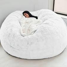 180x90cm Cloth Cover Lazy Sofa Bean Bag Living Room Simple Sofa Tatami  Fabric Cover Without Filler(White)