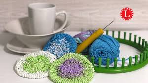Free easy knitting pattern for a knit scrubby cloth. Loom Knit Flower Scrubby Pattern Video Loomahat Com