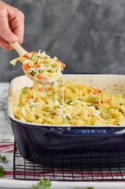 Add egg noodles, ¾ cup parmesan cheese, mixed vegetables, corn, garlic powder, dried parsley, salt and pepper. Chicken Noodle Casserole Simple Joy