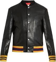 Gucci Tiger Bead Embellished Leather Bomber Jacket Mens Leather Bomber Jacket Leather Flight Jacket Leather Jacket Men
