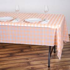 Buffalo Plaid Tablecloth 54 X 108 Blush White Rectangular Spill Proof Tablecloths Disposable Checkered Plastic Vinyl Waterproof Tablecloths In 2020 Plastic Table Covers Plaid Tablecloth Plastic Tables