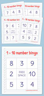 1 10 Number Bingo Bingo Preschool Math Prek Math