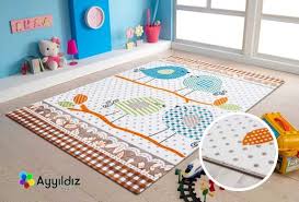 Ayyildiz Kids Marine Kus Desenli Cocuk Halisi 100 Pp Frise 11mm 2500 Gr Bej Turuncu 520beige Halilar Hali Kilim