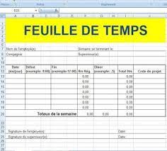 Le plus simple est d'aller voir le fichier. Feuille De Temps Employe Excel Tableau Horaire Feuille De Presence Modele De Feuille