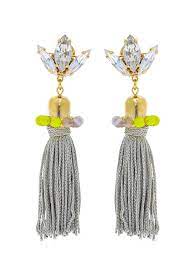 anton heunis color block tassel earrings in grey yellow modesens