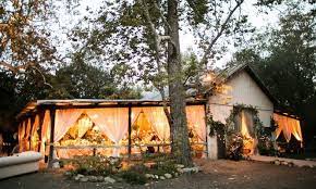 Santa Barbara Dos Pueblos Ranch In Forest Countryside Open Sides Barn With Blush Drapery Garlands Santa Barbara Wedding Venue Barn Wedding Venue Wedding Inside