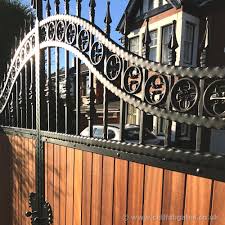 Residential metal gates with wood infill. Cellfab Ltd Bespoke Timber Infill Gates Fencing Chorley Wigan Bolton Preston Southport Lancashire North West Ready Made Gates Buy Online Uk