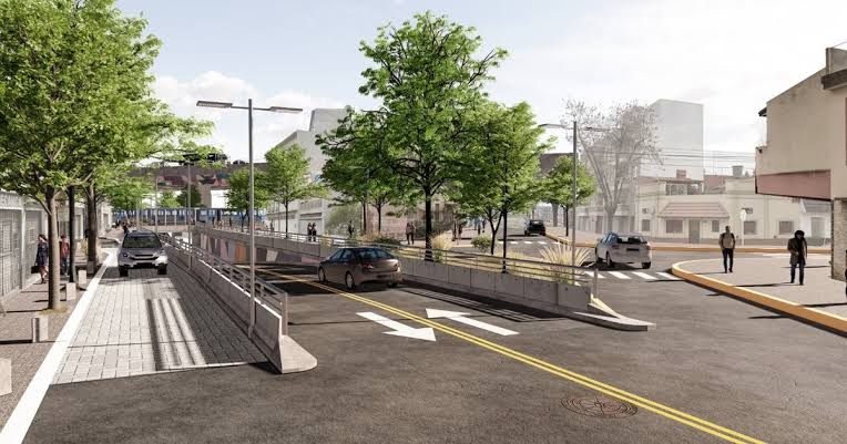 Renders de las obras de eliminación de barreras en el Tren Sarmiento, generada por IA