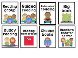 literacy center labels for a pocket chart