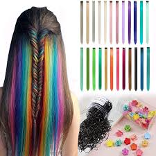 Black hair is beautiful, whether it is natural, relaxed, or braided. Buy Colored Hair Extensions Clip In Long For Kids Girls Women Diy Festival Party Highlights Synthetic Wig Colorful 24 Pcs Online In Turkey B08kdck263