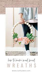 Diy Wood Bead Floral Wreath Diy Wreath Diy Crafts Spring Decor