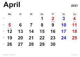 Für april erscheint das modell 39787 der dampflokomotive baureihe 78. Kalender April 2021 Als Pdf Vorlagen