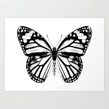Black And White Butterfly Drawing Images Monarch Butterfly Black And White Art Print Butterfly Black And White Monarch Butterfly Tattoo White Butterfly Tattoo