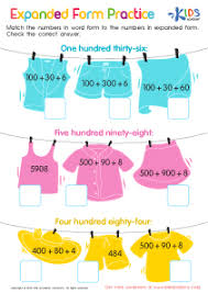 expanded form practice worksheet free printable for kids