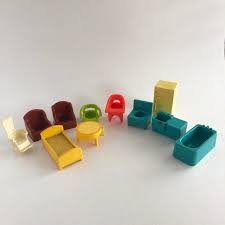 Vintage Fisher Price Little People Furniture Lot Chairs Bathtub Refrigerator Bed Vintage Fisher Price Vintage Little People