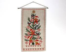 Danish Vintage Handmade Embroidered Christmas Advent Calendar Wall Hanging Christmas Cross Stitch Christmas Advent Christmas Advent Calendar