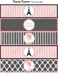 From play dates to parties. Diy Paris Printable Birthday Party Water Bottle Labels Wraps Pink Black Stripes Polka Dots Damask 4 0 Paris Theme Party Paris Birthday Paris Birthday Parties