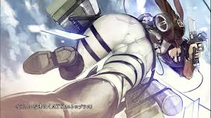 namaniku atk, mikasa ackerman, shingeki no kyojin, bad id, bad pixiv id,  highres, md5 mismatch, official art, official wallpaper, 1girl, ass, ass  focus, black hair, blue sky, boots, broken, broken sword, broken