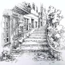 Rustic Architectural Urban Sketches Landscape Drawings Architecture Drawing Art Landscape Sketch