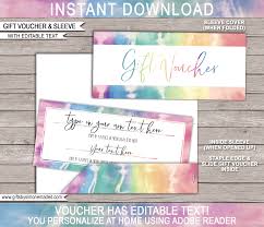 Such gift certificates are always well praised and fulfill the purpose of instant client age. Tie Dye Gift Voucher Template Printable Gift Certificate Custom Gift Idea