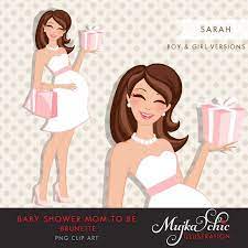 Brunette Pregnant Mom Clipart For Baby Shower And Party Etsy Pregnant Mom Mom Clipart Brunette